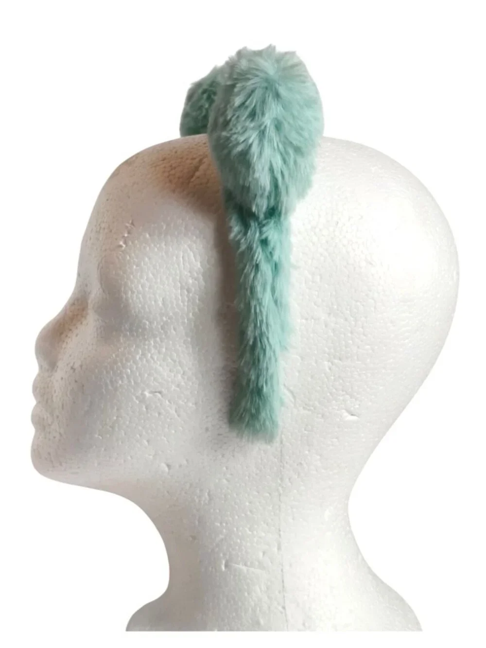 Faux Fur Headband Mint Green Cat Ears Buttery Soft Fluffy New